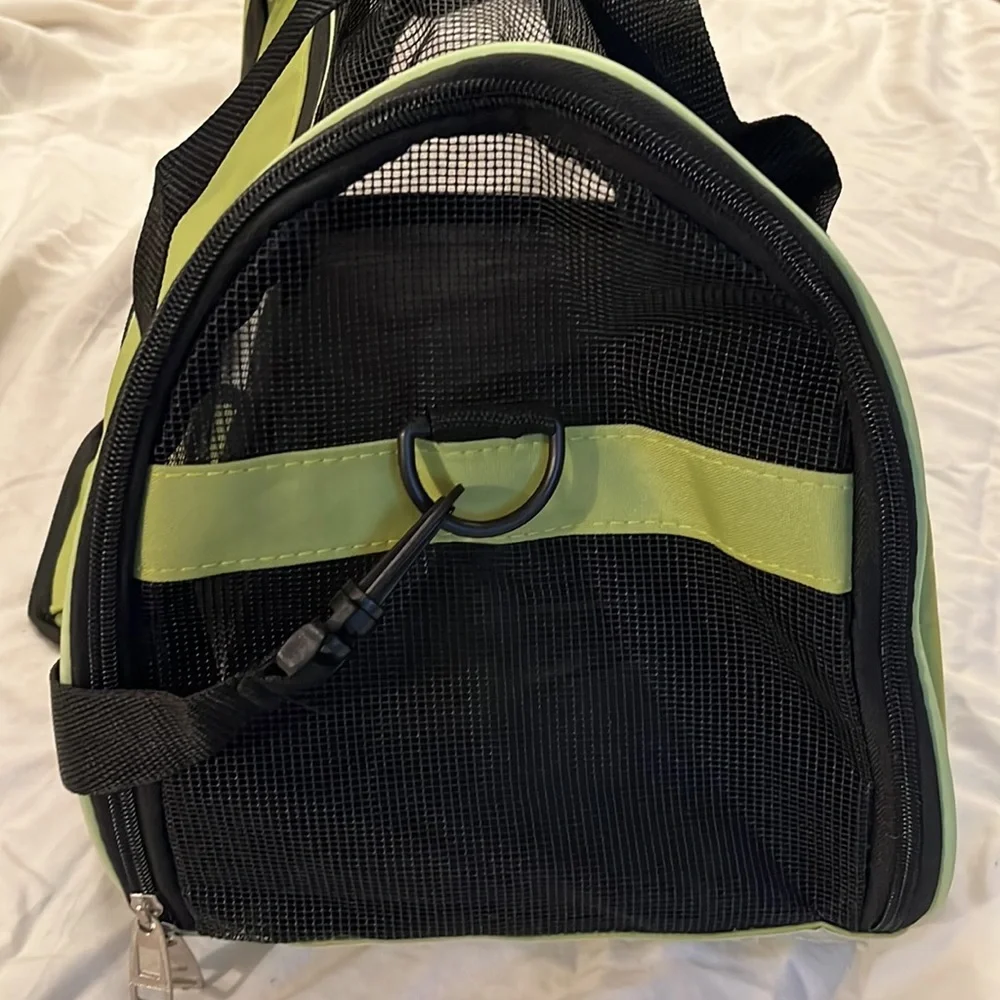 Small Pet Carrier with removable adjustable shoulder strap and phone pocket
